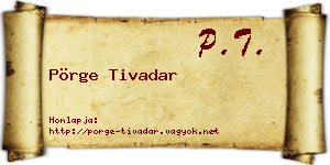 Pörge Tivadar névjegykártya
